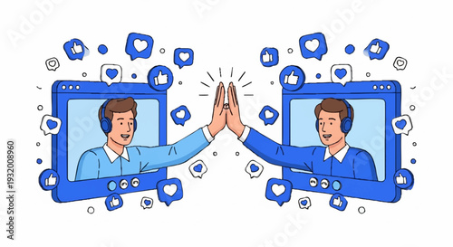 Two men giving each other a high five celebrating success.