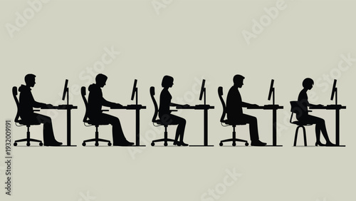 Business Conference Seminar Seated Audience Silhouette Vector Professional Workshop Training Group Illustration Corporate Meeting Attendees EPS