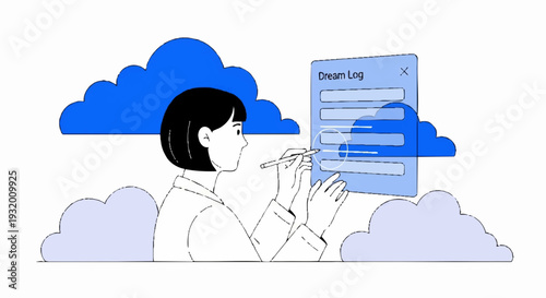 Young woman diligently filling out a digital form on a screen.