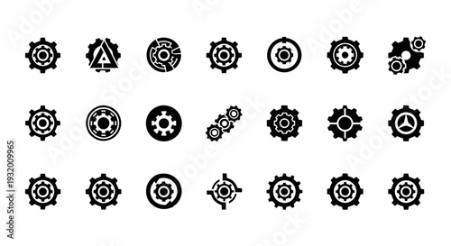 diverse collection of gear icons symbolizing mechanical engineering and technology concepts perfect for industrial design elements