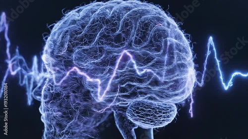 Video of human mind network with complex thought connection system, abstract brain data visualization concept for neuroscience, artificial intelligence and innovation themes with luminous neural lines