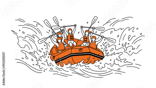 Exciting whitewater rafting adventure with group of paddlers