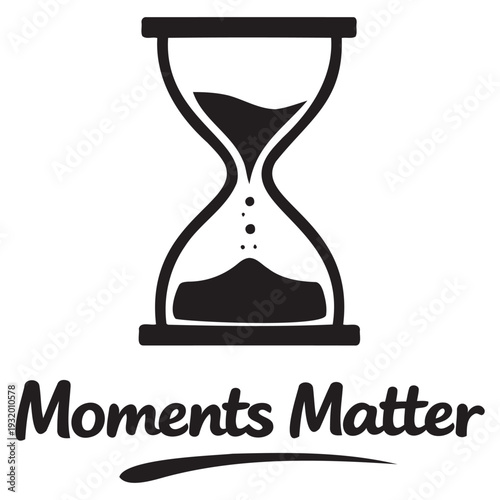 Illustration of an hourglass with sand flowing showing the importance of time management and moments matter concept