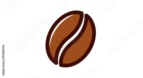 A simple, brown, vector-style coffee bean on a white background