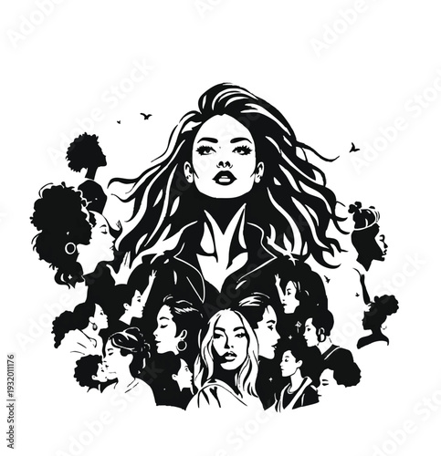 Empowering Women: A powerful graphic illustration showcasing a collective of women, embodying strength, resilience, and unity in a captivating design.