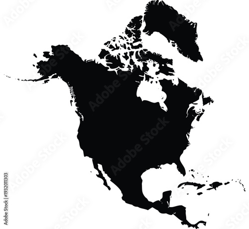 North America Silhouette Map Vector – Minimal Continent Outline Illustration