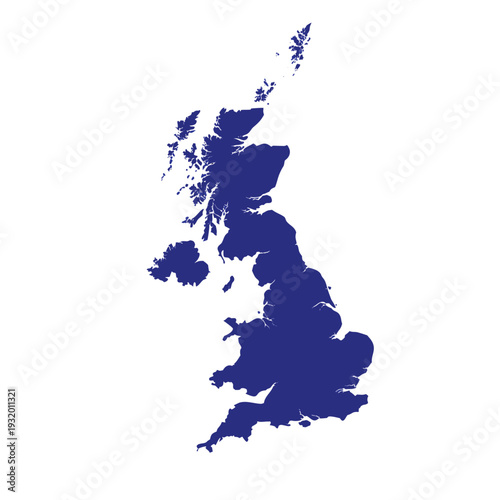 United Kingdom Silhouette Map Vector – Minimal Deep Blue UK Country Outline