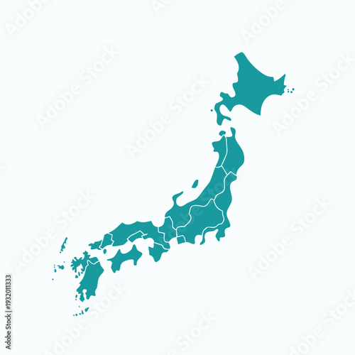 Japan Silhouette Map Vector – Modern Teal Country Outline with Minimal Island Design