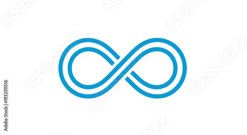A blue, infinity symbol on a white background, suggesting concepts of endlessness