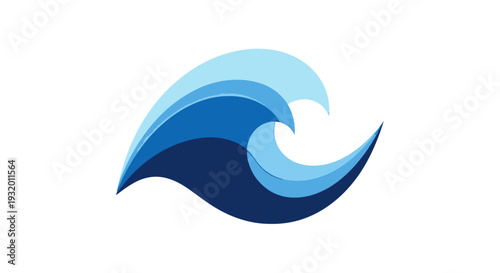 A layered wave icon in shades of blue. The design is simple, stylized, and modern
