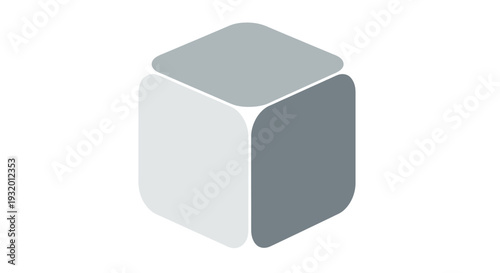 Abstract geometric cube illustration with rounded edges and soft color gradients