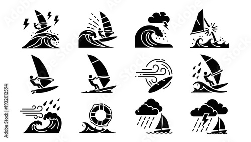 Dynamic weather icons: windsurfing and sailing adventures in various conditions