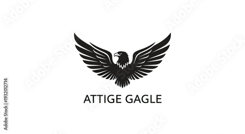 A black and white eagle logo with spread wings and text below on a white background