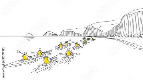 Linear beach kayaking adventure with scenic cliffs