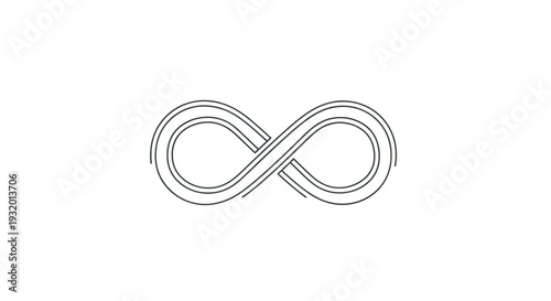 A minimalist depiction of an infinity symbol in dark lines on a white backdrop