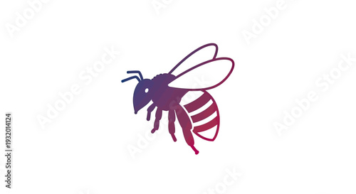 A stylized bee graphic with a gradient of colors against a white background