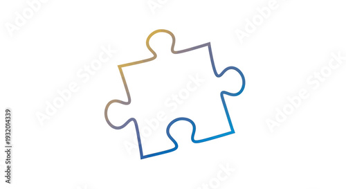 Single puzzle piece with a gradient from yellow to blue against a white background