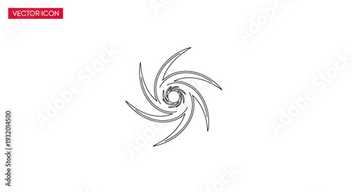 Vector icon of a symmetrical, swirling design in black against a white background