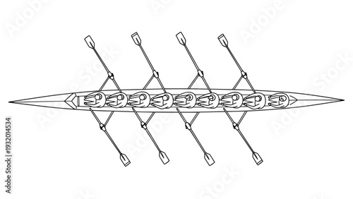 Teamwork in motion: linear canoeing crew in action