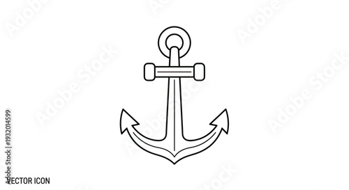 Simple line-art of a stylized anchor on a white background, representing nautical themes
