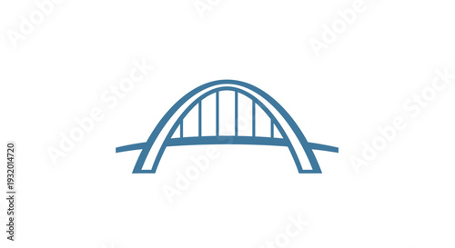 A simple, blue arched bridge graphic on a white background, minimal design