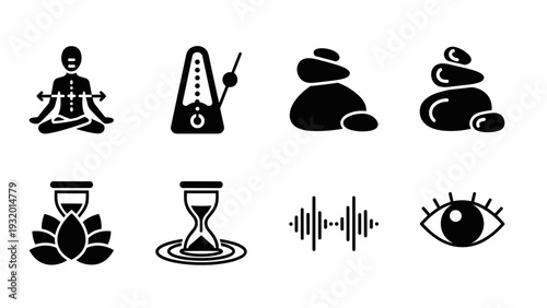 Minimalist zen icons for meditation and mindfulness