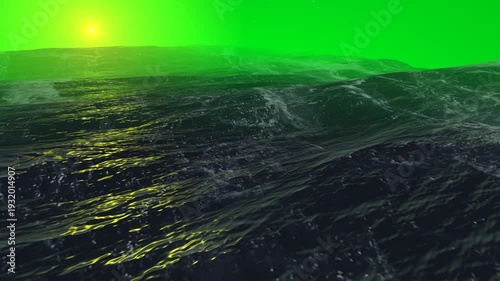 Wallpaper Mural Ocean Waves Over Green Screen Background With Realistic Blue Water Surface For Compositing Torontodigital.ca