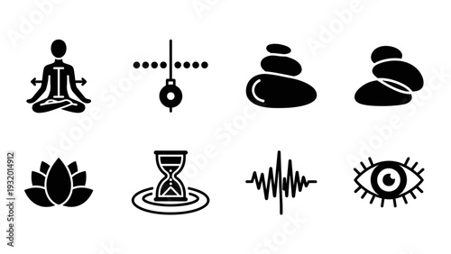 Minimalist zen icons collection for wellness and balance