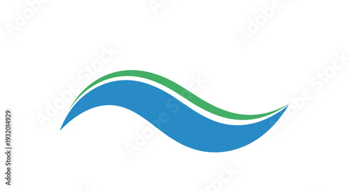 Abstract logo design featuring layered, flowing wave elements in blue and green