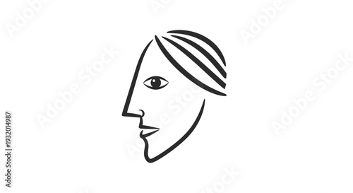 A minimalist black-and-white line drawing of a human profile facing left