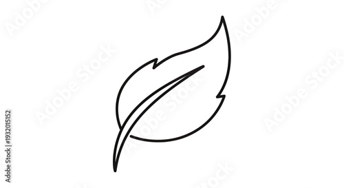 Simple line art of a leaf with a defined stem and prominent veins against a white background
