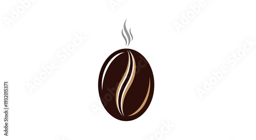 Vector illustration of a coffee bean with steam rising above, stylized on white background