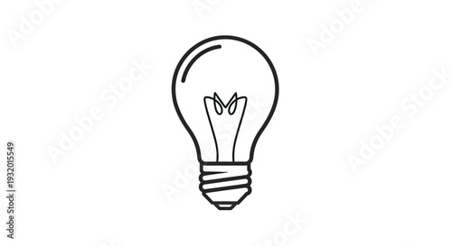 A simple, outlined illustration of a light bulb. The filament is visible, set against white