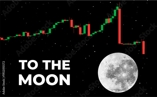 To The Moon Stock Market Crypto Trading Candlestick Chart. Risk Sarcasm Humor