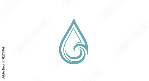 Blue-green teardrop logo featuring a wave design inside. A minimalist depiction of water