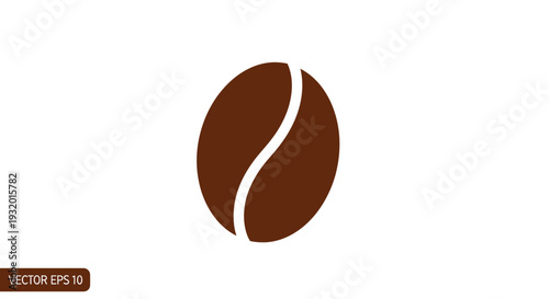 Brown coffee bean icon on a white background with a vertical curved line
