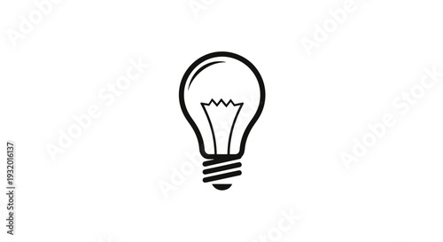 A minimalist black outline of a lightbulb. It is centered and set against a white backdrop