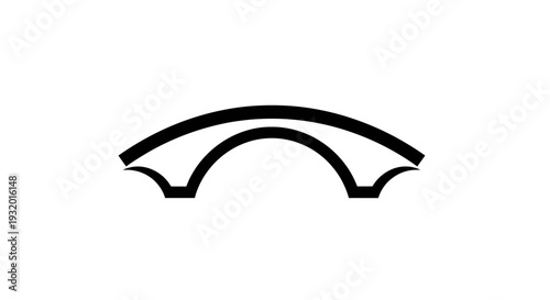 Simple black and white arch design, a bridge outline, minimalist graphic