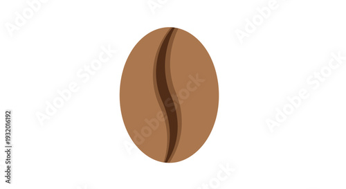 Stylized, isolated illustration of a coffee bean, featuring brown tones, on white background