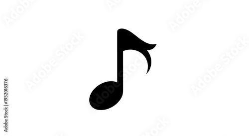 A simple, black musical note, rendered on a white background
