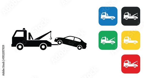 The tow truck icon removes broken vehicles with colored variants.