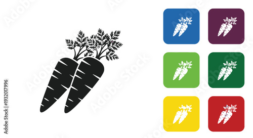 Carrot vegetable icons displayed in contrasting color.
