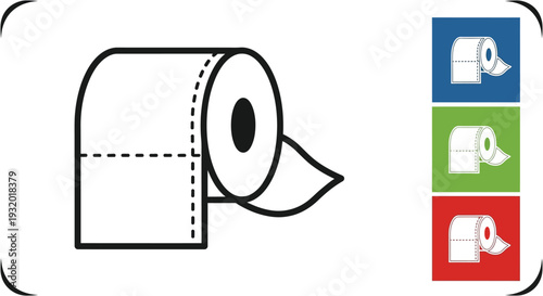 The toilet paper roll graphic shows a bathroom hygiene product.