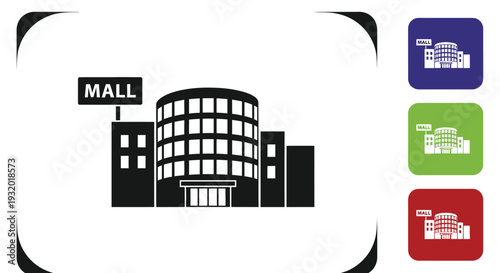 The modern shopping mall building icon design is clean.
