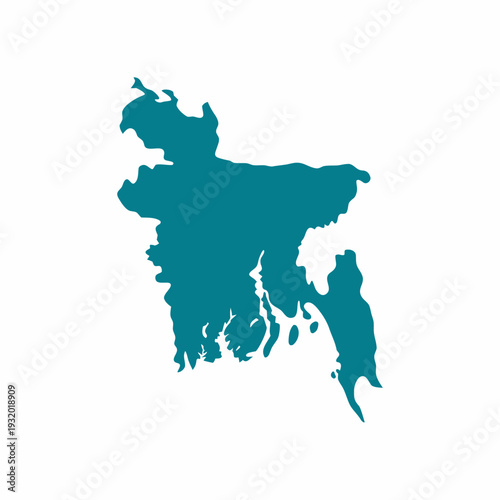 Bangladesh Silhouette Map Vector – Teal Country Outline with Simplified Borders