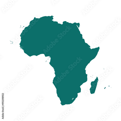 Africa Silhouette Map Vector – Teal Continent Outline Minimal Geographic Illustration