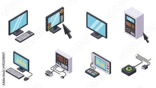 Isometric computer devices and data analysis equipment collection