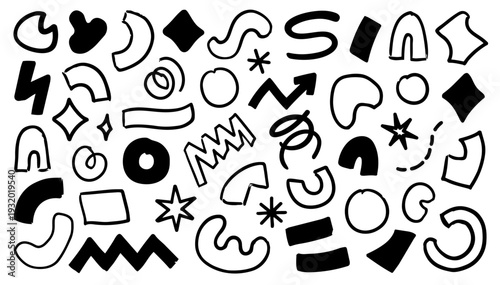 hand-drawn doodle vector set of abstract decorative doodles illustrated in a playful sketchy outline style isolated on white background