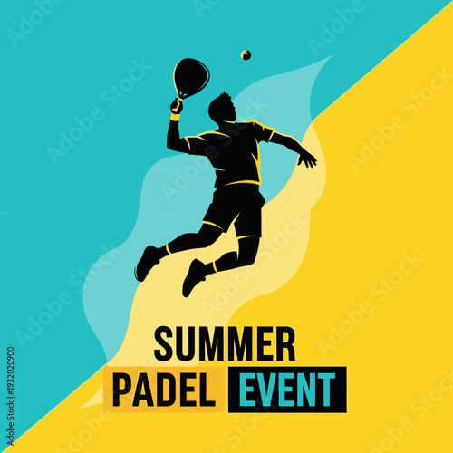 Dynamic Paddle Tennis Player in Mid-Air Action During Summer Competition Display