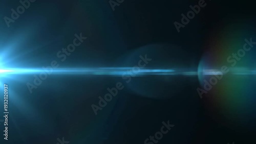 Teal Light Streak Sweep '96 Smooth horizontal flare motion, deep black cinematic backdrop pierced by a luminous teal light beam stretching cleanly from edge to edge, soft anamorphic flare